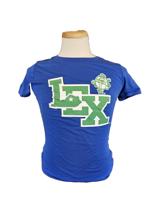 Ladies Stacked LEX with Mighty Lex T-Shirt - Blue