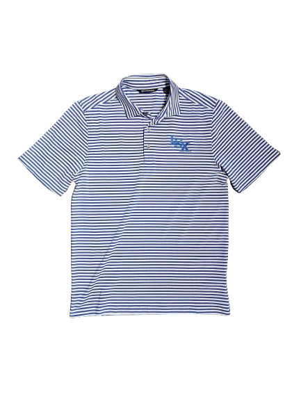 Cutter and Buck Blue Striped Lex Polo